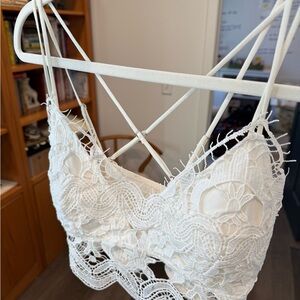 Rue21 crochet White Lace Bralette festival boho intimate strappy delicate